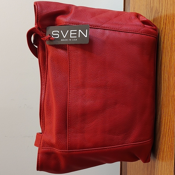 Sven Berkeley USA Red Leather Tote Bag - Picture 5 of 16